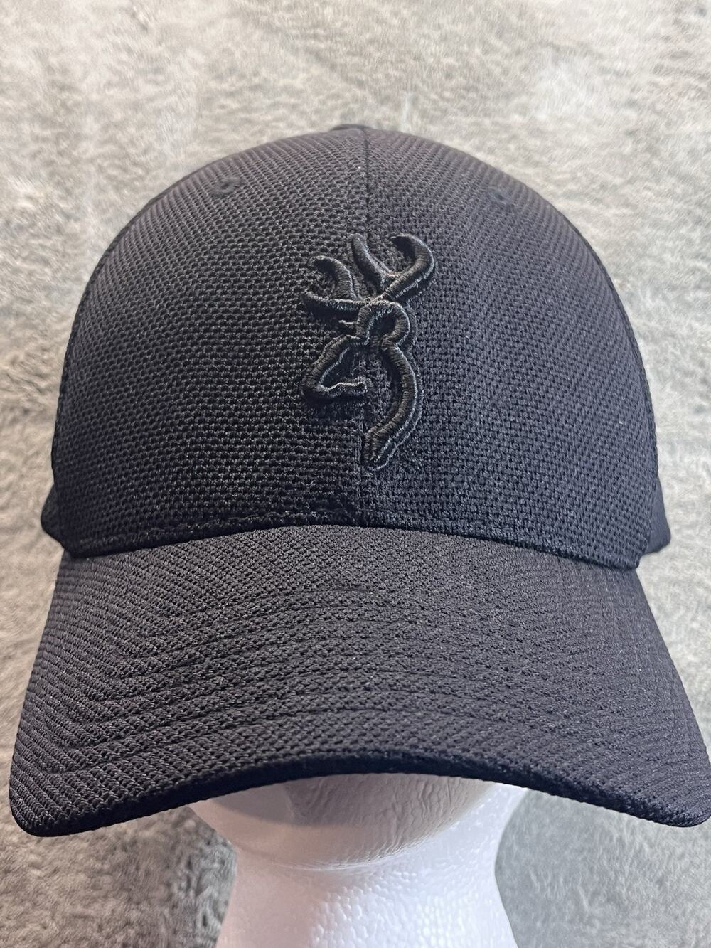 Browning Coronado Pique Buckmark Hat Black Tonal Flexfit L/XL Hunting Cap